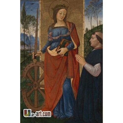 Canvas Prints (Saint Catherine of Alexandria with a Donor) home decor classic oil painting print on canvas hot sale Religion-362