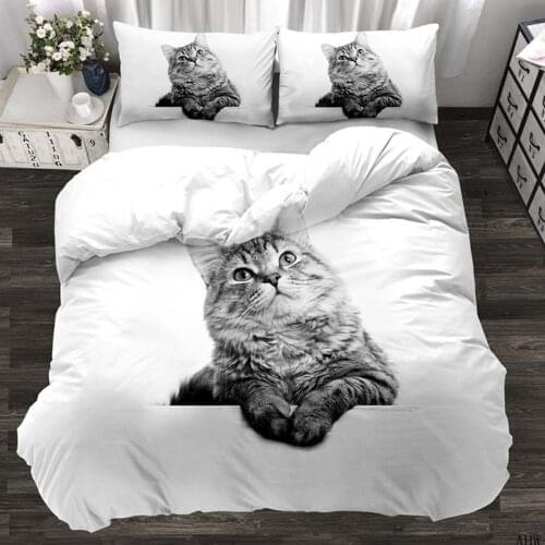 Cute Animal Cat Dog Horse 3D Print Comforter Bedding Sets Queen Twin Single Size Duvet Cover Set Pillowcase Home Textile Luxury