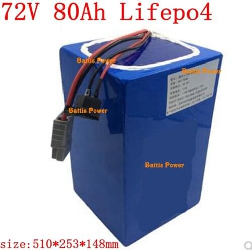 Lifepo4 72V 80ah lithium battery pack with BMS 24s for 5000W 6000W 72V motorcycle RV golf cart motorhome+10A Charger