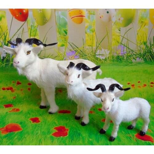 Simulation sheep model polyethylene&fur white goat prop one lot/3 pcs,handicraft home decoration gift b1725