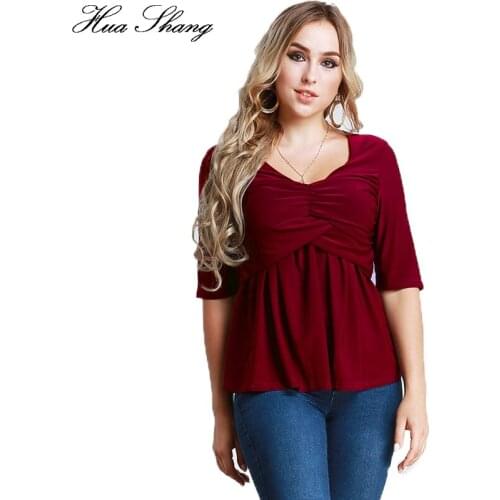 Fashion Women Summer V Neck Half Sleeve Casual Blouse Elegat Flod Front Tunic A Line Women Tops 5XL 6XL Plus Size Solid Blusa