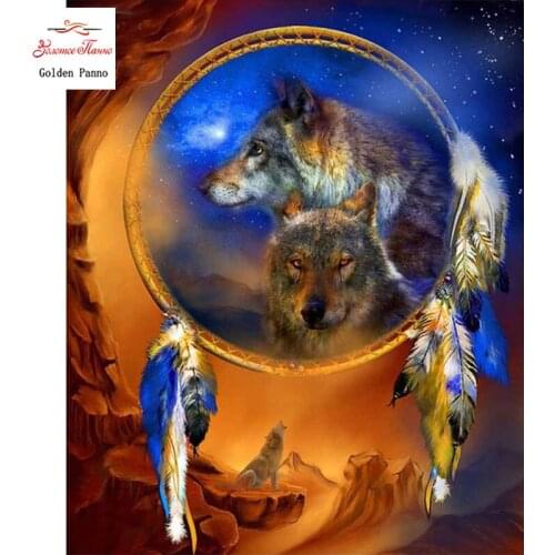 GOLDEN PANNO Full Drill Square Diamond 5D DIY Diamond Painting" Wolf" Diamond Embroidery Cross Stitch Rhinestone Mosaic Painting