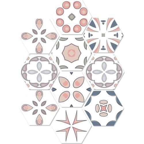 Mediterranean style bathroom floor stickers Creative simple DIY hexagon ceramic tile sticker waterproof non-slip wall stickers