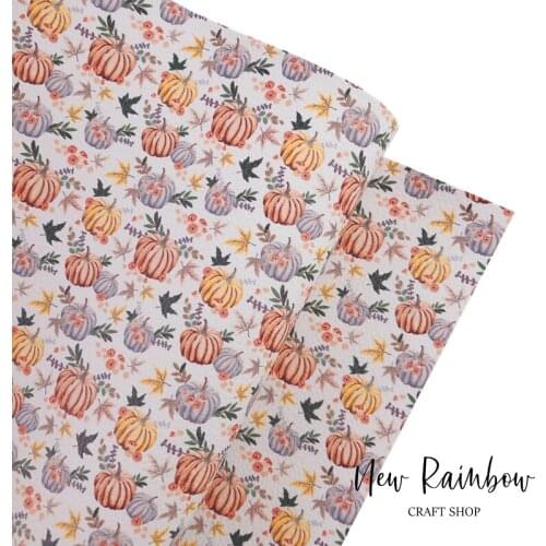 New Rainbow 30x138cm Autumn Launch Orange Pumpkin Flowers Faux Leatherette For Cricut, Hair Bows, Accessories, DIY Crafts