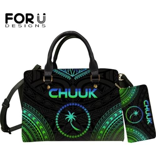 FORUDESIGNS Luxury Woman Messenger Bags With Wallet 2PCS Set Gradient Chuuk Design Girls Casual Tote Sac Beach Bag Party Bolsas