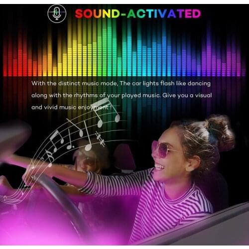 Car USB LED RGB Atmosphere Strip Light Remote voice control Interior Styling Decorative RGB LED Dynamic ambient Strip Light