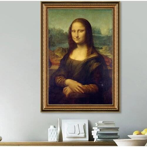 Smile of Mona Lisa Portrait Canvas Painting Classical Da Vinci Famous Prints and Posters Wall Art Pictures for Living Room Decor