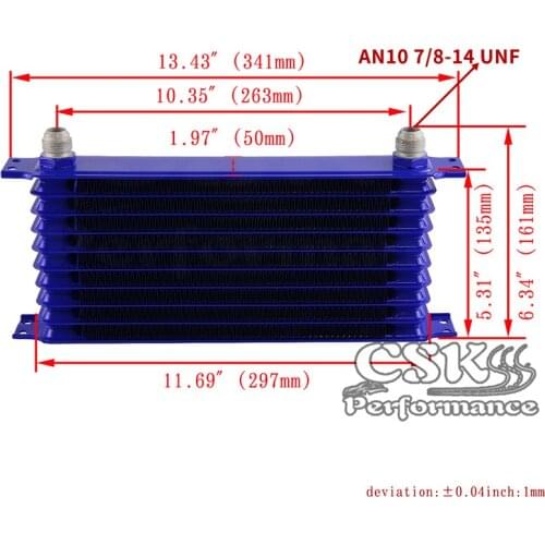 Universal 10 Row AN10 Engine Transmission Trust Oil Cooler w/ Fittings Kit Blue
