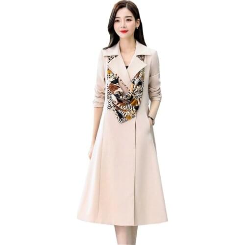 High-end Womens Trench Coats Spring 2021 New Women Windbreaker Overcoat Double-Breasted Over-The-knee Tops Slim Coat Outerwear