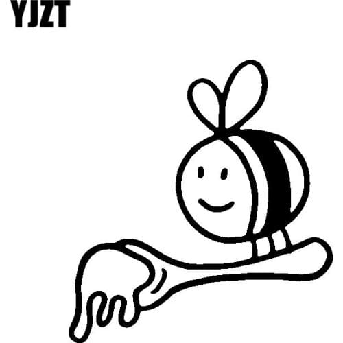 YJZT 14CM*15CM Dazzling Minimalist Cartoon Honey Bee And Sweet Vinyl Decal Cute Car Sticker Black/Silver C19-1411