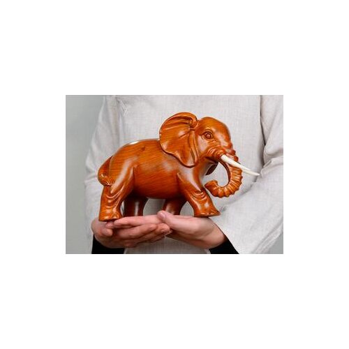 Yellow flower pear solid wood sculpture elephants large fortune elephant furniture home decoration statue factory direct selling