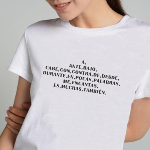 Hipster Spanish Phrase camiseta ropa mujer Feminina Letter Print Women T-shirts tops Short sleeve Cotton tshirt for lady White