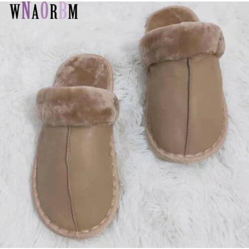 Winter fashion womens home slippers 100% sheep shearing fur warm shoes womens non-slip flat shoes fur slippers 36-44