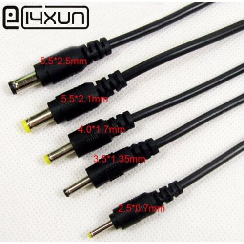 1pcs 5.5*2.5mm 2.5*2.1mm 4.0*1.7mm 3.5*1.35mm 2.5*0.7mm DC Power Plug with 30cm Cable Black Charging Connector for Digital