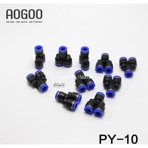 10pcs/lot 10mm Union Y Pneumatic One Touch Fitting PY-10