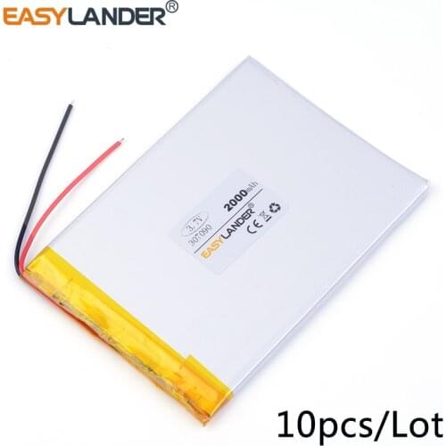10pcs /Lot 3.7v lithium Li ion polymer rechargeable battery 307090 2000mAh CUBE U25GT battery flat battery 2 orders 037090