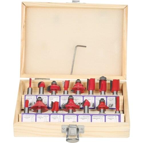 15PCS Milling Cutter Router Bit Set 8mm Shank Mill Woodworking Wood Cutters Tool for Floor Handmade Engraving Cutting