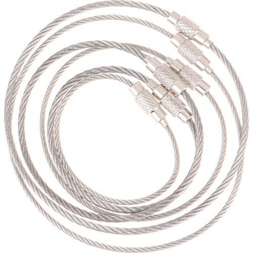 20pcs Wire Rope Key Chain Stainless Steel Wire Keychain Carabiner Cable Key Ring Outdoor Hiking Tool Parts