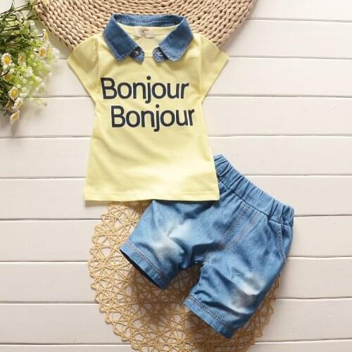 2021 baby summer new baby boy child print short sleeve + solid color shorts two-piece kid suit suitable for 1-4 years old