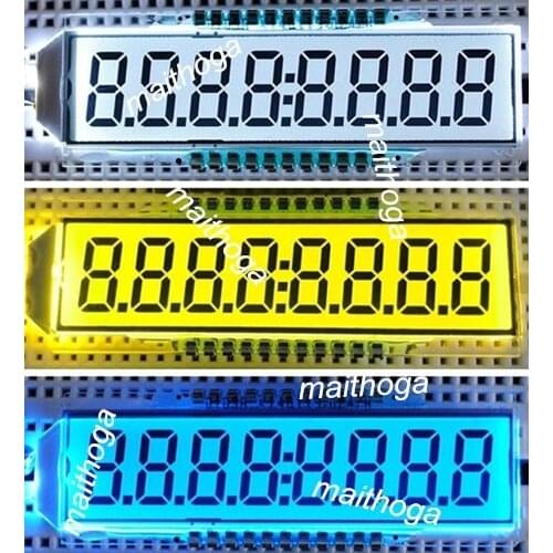 22PIN TN Positive 8-Digits Segment LCD Panel White/Yellow Green/Blue Backlight 3.3V