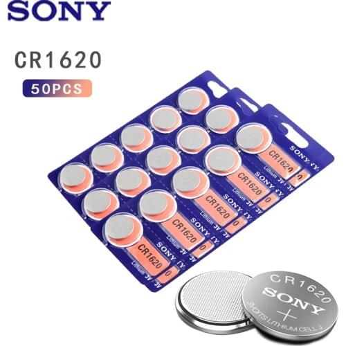 50pc/lot Sony Original CR1620 Button Coin Cell Battery For Watch Car Remote Key cr 1620 ECR1620 GPCR1620 3v Lithium Battery