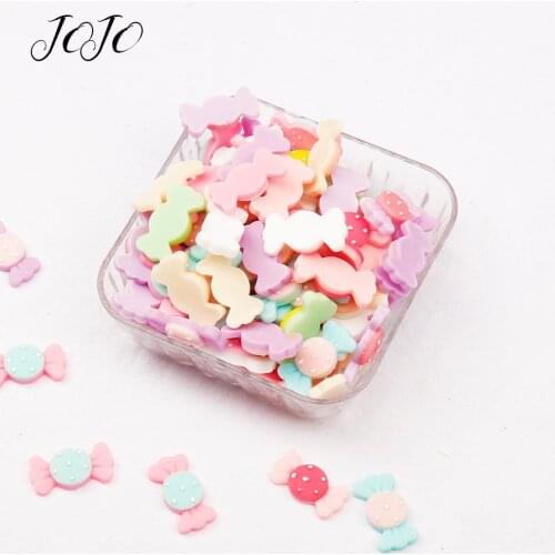 JOJO BOWS 8pcs Resin Patch Colored Candy Pattern Accessories Apparel Sewing DIY HairBows Party Decoration Resin For Needlework