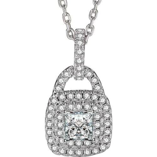 925 Sterling Silver Shining Diamond Lock Luxury Pendant Necklace for Women Link Chain Necklace Romantic Fine Jewelry Gifts