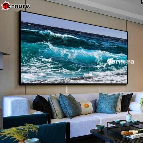 Abstract Blue Sea Full square drill Crystal Paintings Landscape Seascape diamond Embroidery 5d Diy diamond painting Mosaic large