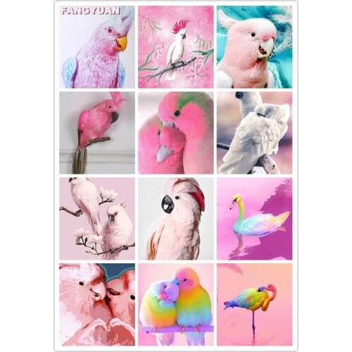 5D Diy Diamond Painting Accessories Cute Pink Parrot Full Drill Diamond Embroidery Mosaic Cross Stitch Kit Picture Home Decor
