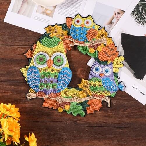 Diy Diamond Painting Wreath Handmade Crafts 5d Rhinestone Drawing Flower Garland Mosaic Drawing Home Door Decoration Party Gifts