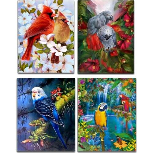 5d Diy Parrot Diamond Painting Animals Diamond Embroidery Painting 3d Stencils For Painting Diamond Mosaic Rhinestone Paintings