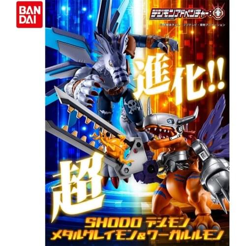Bandai Pre-sale SHODO Digimon Adventure 4 Metal Greymon Were Garurumon PVC Action Anime Figure Toys Model For Kids Gift