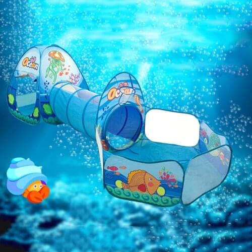 3 In 1 Kids Children Indoor Outdoor Play Tent Tunnel Ocean Ball Pit Baby Toy Tent Foldable Kids Crawling Pipeline Play House