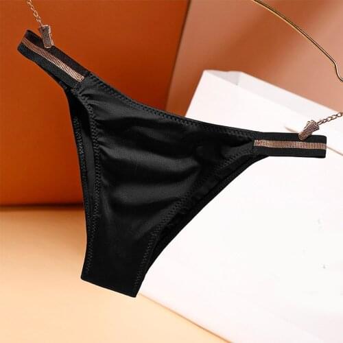 Women Sexy Silky Panties Thin Belt High Elastic Thong Ice Silk Underwear Low-rise Lingerie Girls Seamless Comfort Underpants