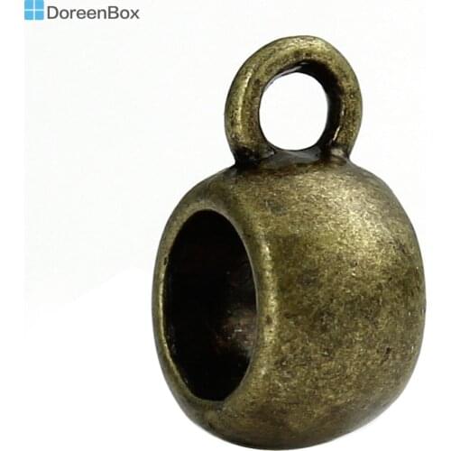 Doreen Box Lovely 50 Bronze Tone Bail Beads Fit Charm Bracelet 11x5mm (B12804)