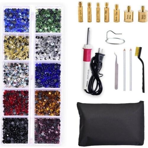 Hot fix Rhinestones Hotfix Applicator Tool with 7 Tips Crystal Glass Rhinestone Iron-on Wand Kit DIY Crafts 3D Nail Accessories