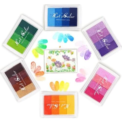 Craft Rainbow Ink Pad Washable DIY Stamp Finger Pads for Kids Multicolor Funny Work Fingerprint Scrapbooking Drawing Party Toys