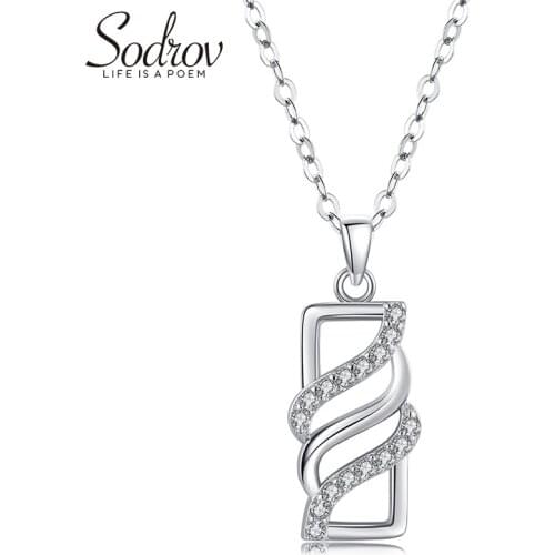 Sodrov Trendy Elegant 925 Sterling Silver Classic Pendant Necklace Fine Jewelry for Women