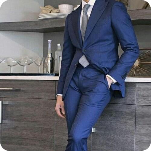 Peaked Lapel Men suits Blazer Slim Fit Formal Wedding Suits Custom Made Groom Wear Prom Tailored Tuxedos Best Man Jacket+Pants