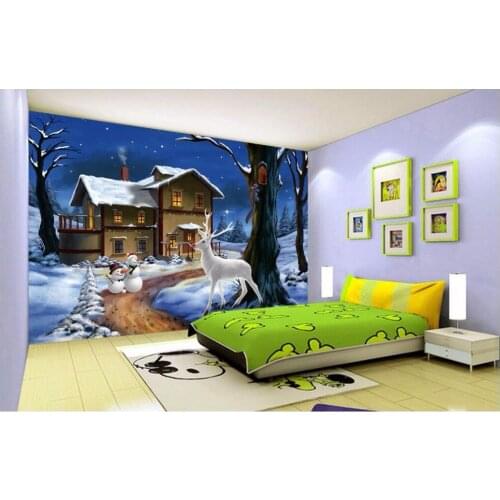 WDBH custom mural 3d photo wallpaper on the wall Cartoon snowman moose home decor 3d wall murals wallpaper for living room