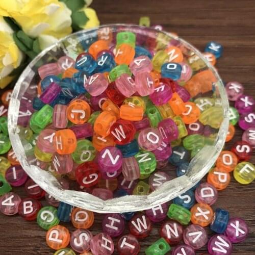 New 100 pieces of mixed letters / transparent color letters acrylic beads 4x8mm