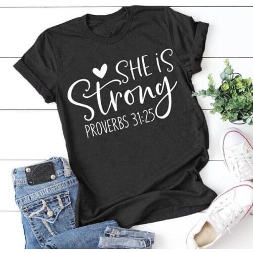 She Is Strong Provers 31 25 Letter Short Sleeve T-shirt Unif Harajuku Shirt Graphic Tee Letter Gothic Top Steetwear