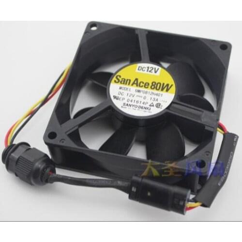 Original SanAce80W 9WP0812H401 8CM 12V 0.13A 80*80*25MM three line water-proof radiator fan