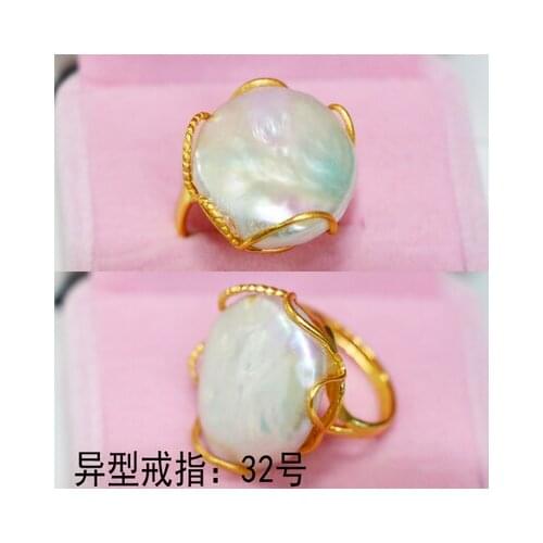 Great Natural unusual irregular baroque pearl ring opening s925 female exaggerated retro temperament jewelry Rings