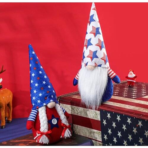 American Independence Day Gnome Plush Figurine Home Desktop Decor For Bedroom Sofa Bookcase Cute Patriotic Gnome Doll