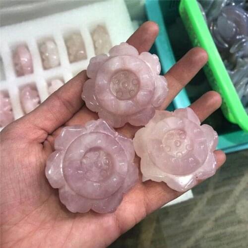 Natural rose crystal pink Flower Shaped Crystal Polished Stones Healing Decor