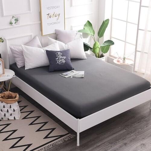 100% Cotton Fitted Sheet quality solid color Bed Sheet Four Corners With Elastic Band Mattress Cover Twin Full Queen King size