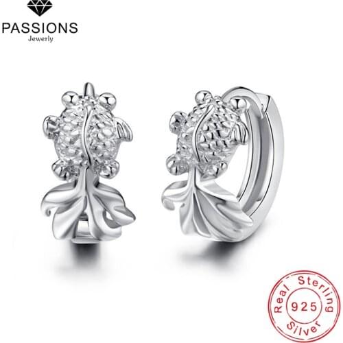 New Arrival Fashion 925 Sterling Silver Goldfish Hoop Earrings Cute Elegant Fish Earring Ear Stud For Wowen Party Jewelry Gift