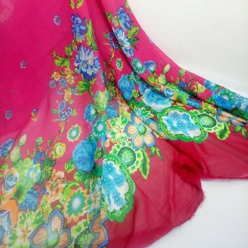 Flower Chiffon Dress Fabric Position printed material soft breathable scarf blouse DIY craft fabric