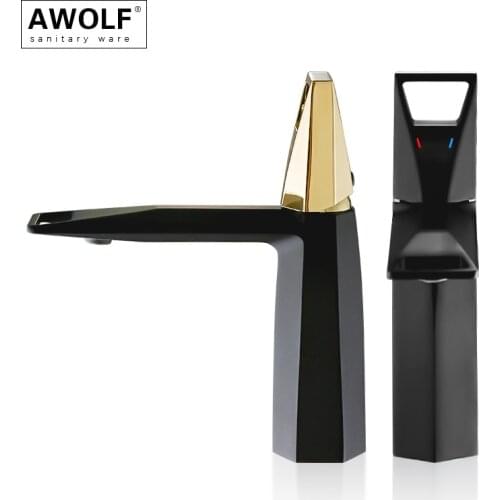 Solid Brass Bathroom Basin Faucet Matt Black Deck Mounted Grey Single Hole Hot And Cold Sink Mixer Tap Brushed Gold ML8122